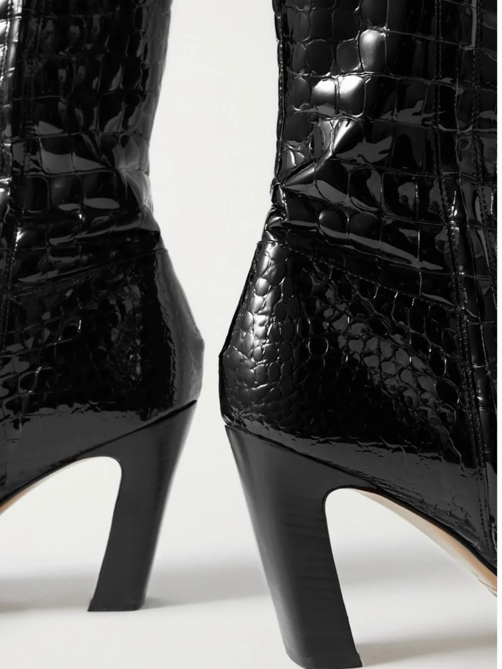 KHAITE Black Croc-Embossed Marfa Over-the-Knee Boots
